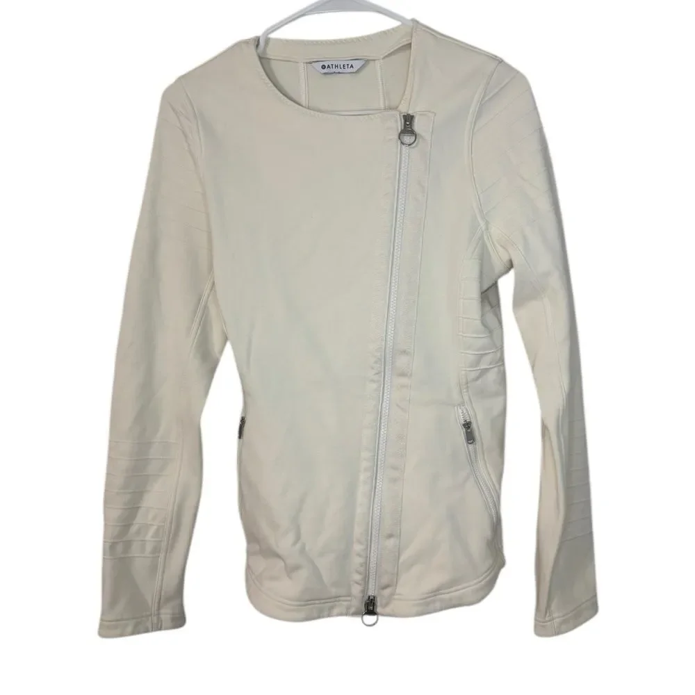 Athleta Moto Jacket In Cream • Size M •